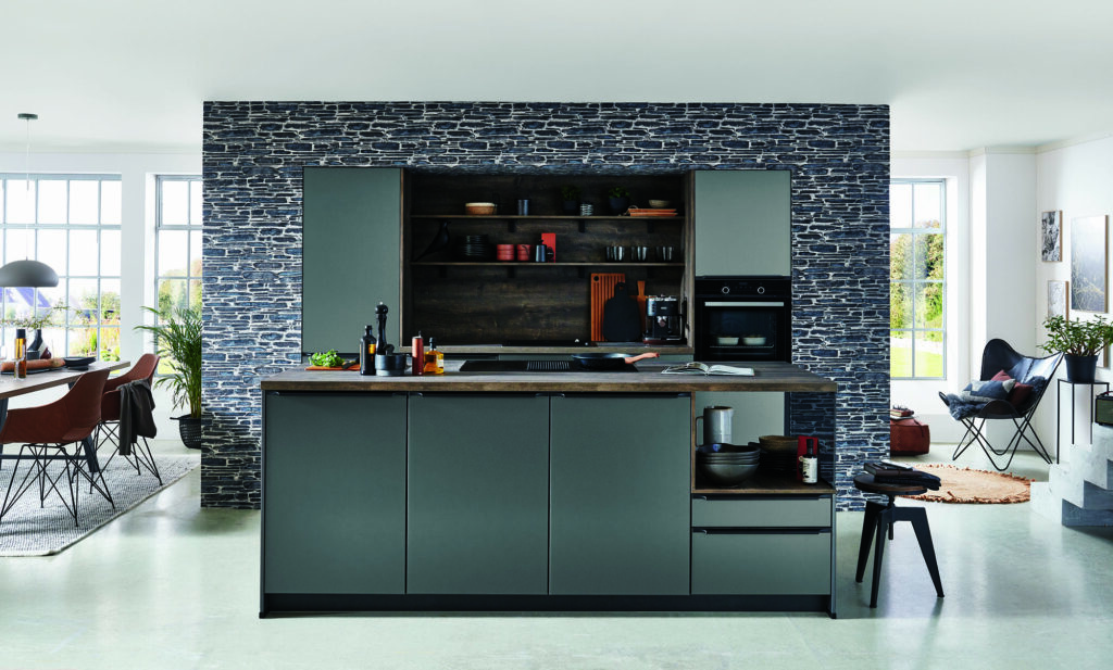 Nobilia Grey Metallic Look Compact Handleless Kitchen 2021 1 | Kitchen Warehouse Winchester