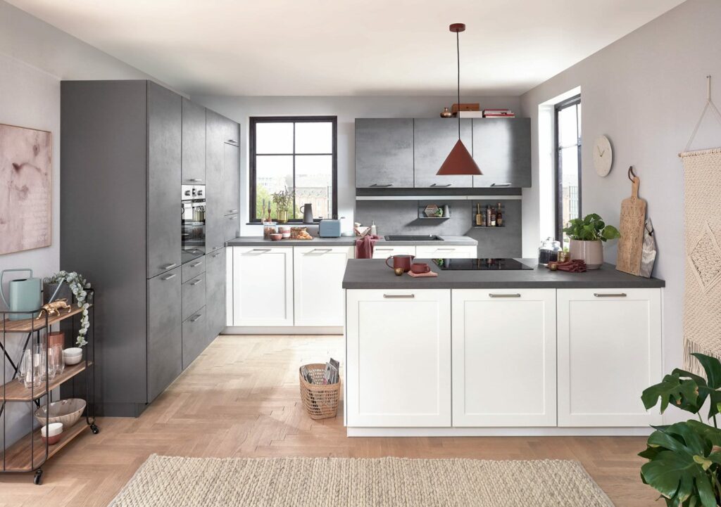 Nobilia Matt White Concrete Compact Shaker Kitchen 2021 | Kitchen Warehouse Winchester