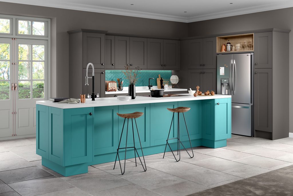 Moda Graphite Turquoise | Net Kitchens, Walthamstow