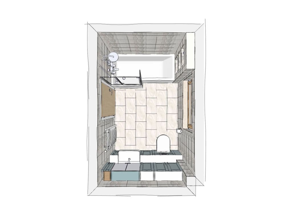 Marvell Ba2 2Bx Concept 4 Top Sketch | Total Bathrooms, Bath