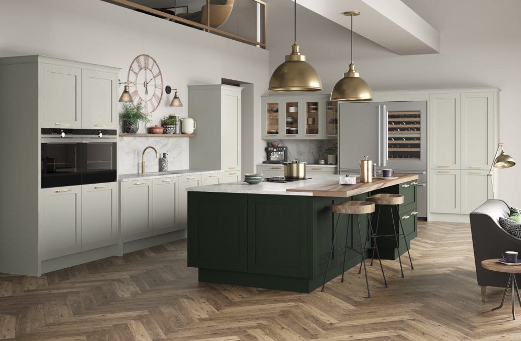 Pic 3 Sterling Painted British Racing Green And Limestone | Culina Kitchens, Wimbledon