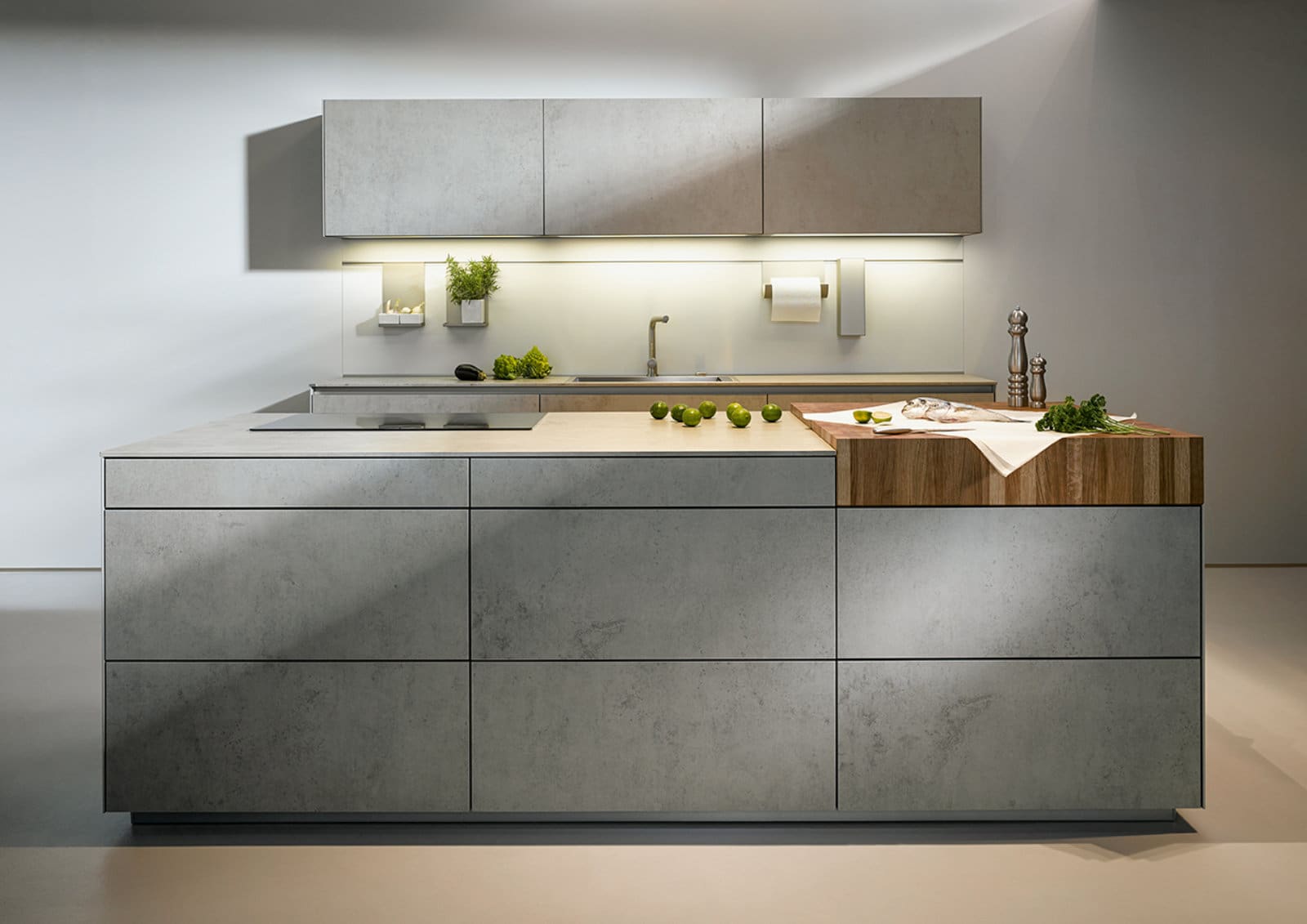 Next125 Grey Concrete Handleless Kitchen | Lead Wolf, Gotham