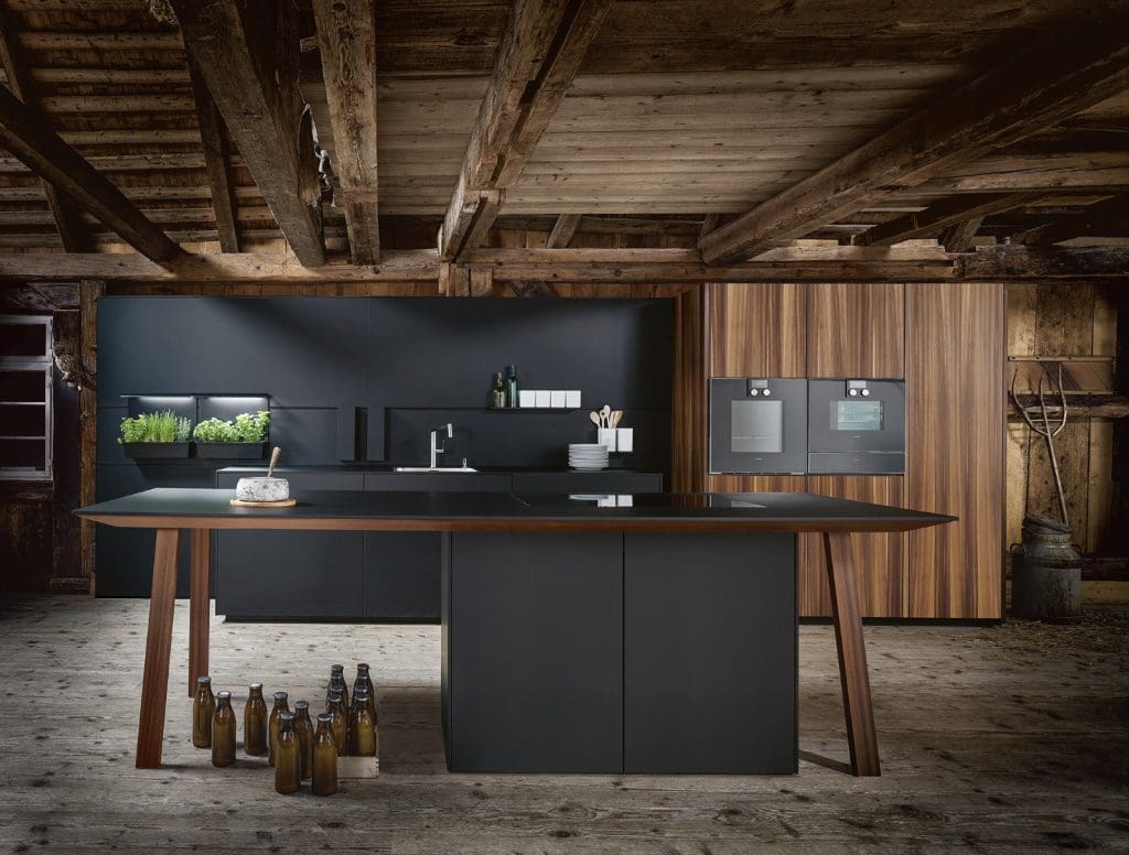 Next125 Matt Black Wood Open Plan Kitchen With Island | Lead Wolf, Gotham