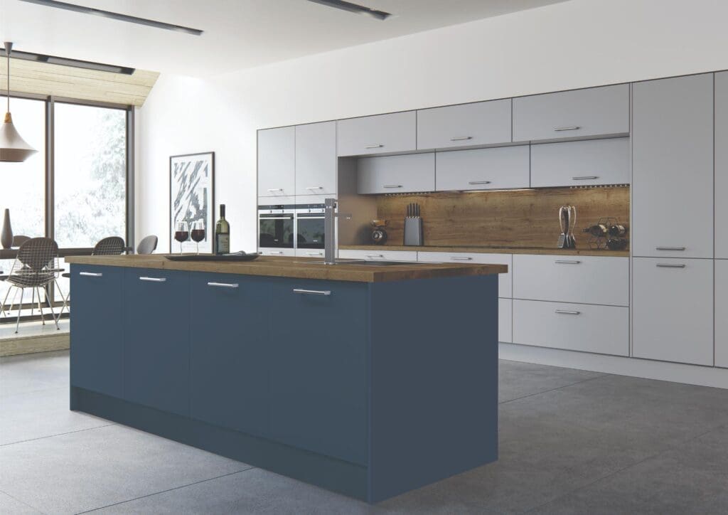 Euro Matt Dove Grey Sea Blue | Eden Kitchens and Bathrooms, Northamptonshire