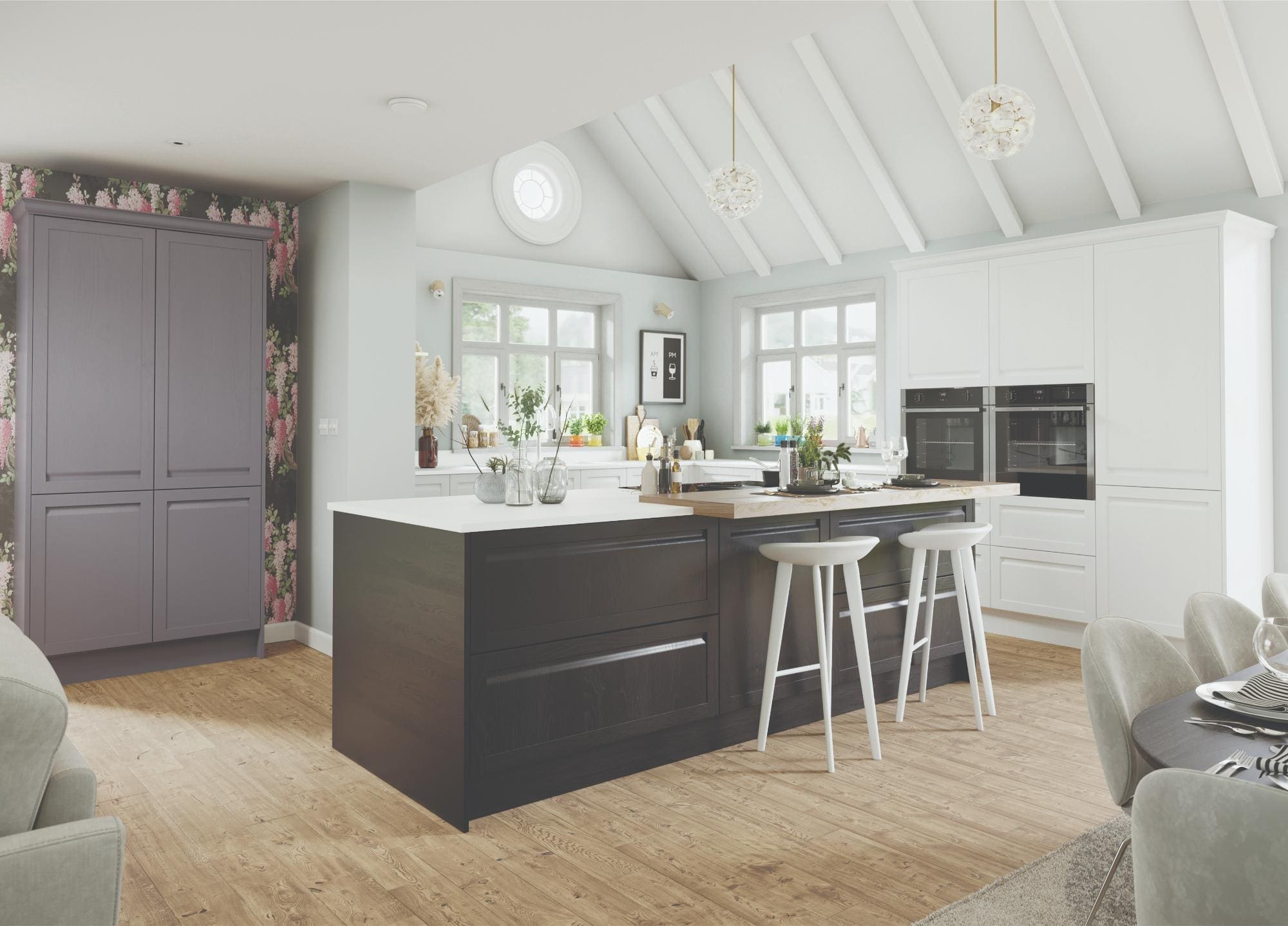 Faversham Bright White Soft Black Lavender | Eden Kitchens and Bathrooms, Northamptonshire