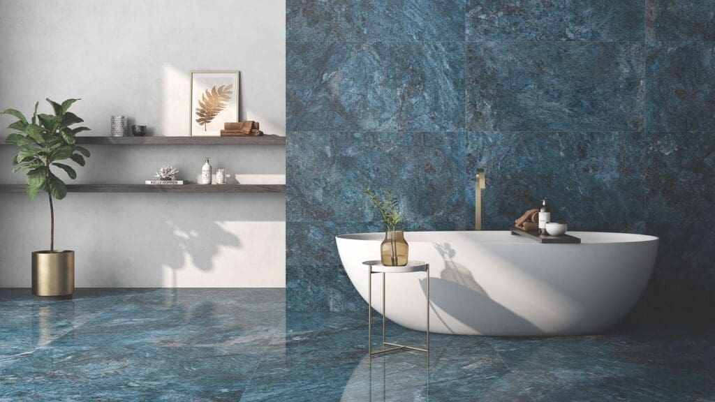 Marble Luxe Porcelain Polished Azzuro 1 | Eden Kitchens and Bathrooms, Northamptonshire