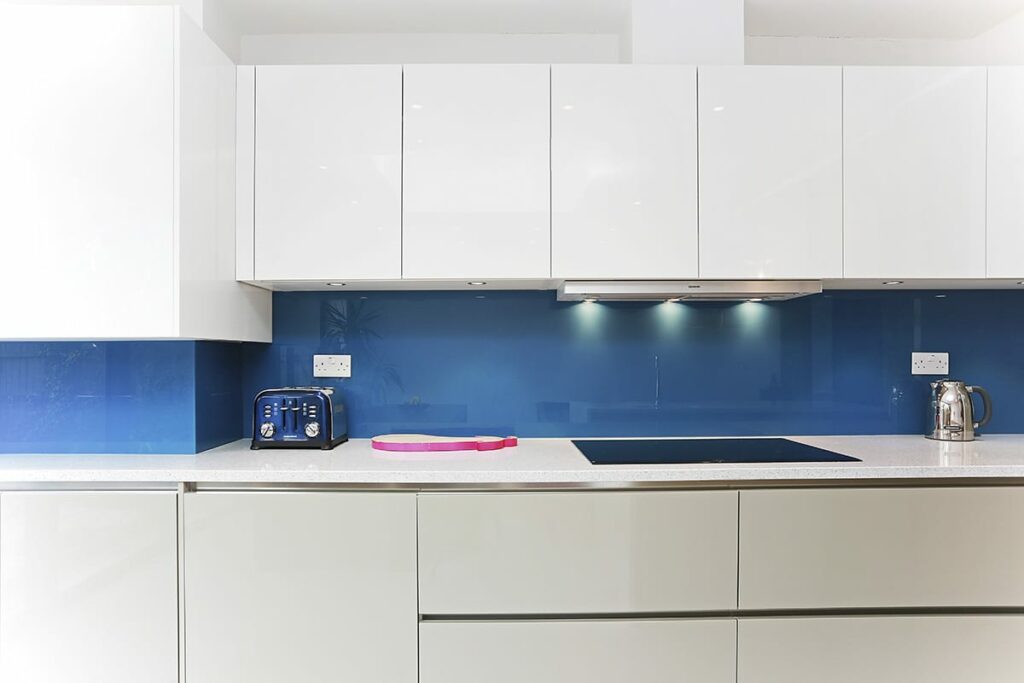 Topaz Blue Glass Splashback 2 | Kutchenhaus, Sevenoaks