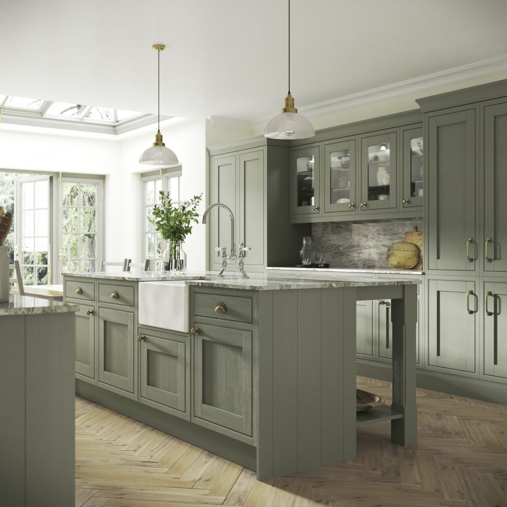 Symphony New England Pto Atlantic Green In Frame Shaker Kitchen | Jigzaw Interiors, Stockwell