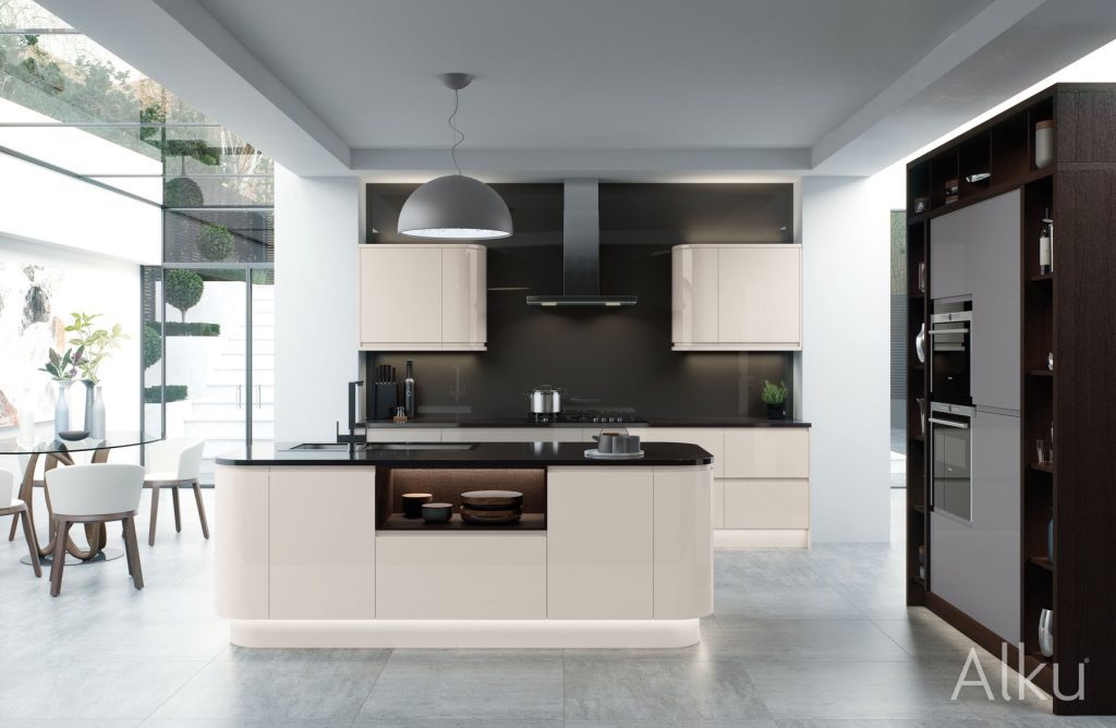 Alku Light Gloss Handleless Kitchen 1 | Rowe Fitted Interiors, Hoylake