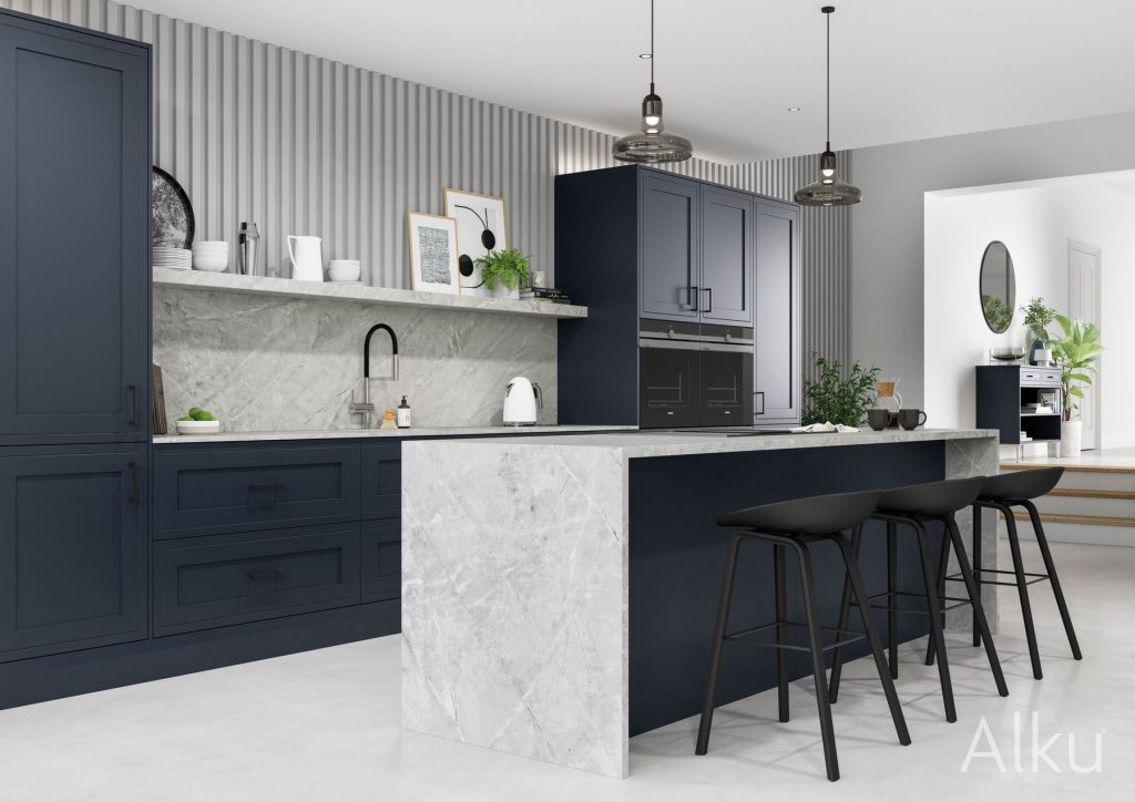 Alku Modern Navy Shaker Kitchen | Rowe Fitted Interiors, Hoylake