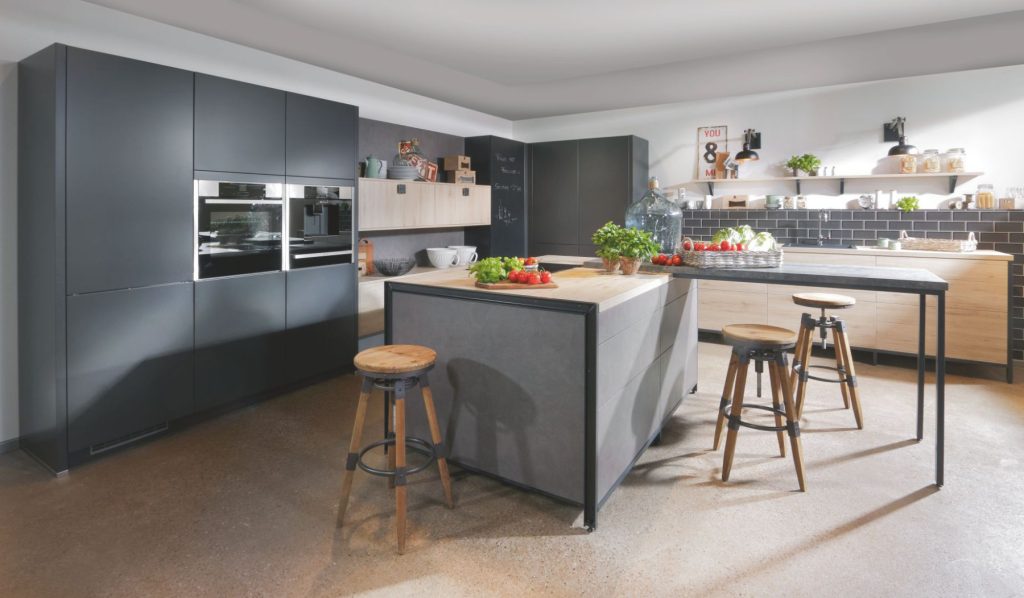 Bauformat Grey Matt L Shaped Kitchen With Island 1 | Rowe Fitted Interiors, Hoylake