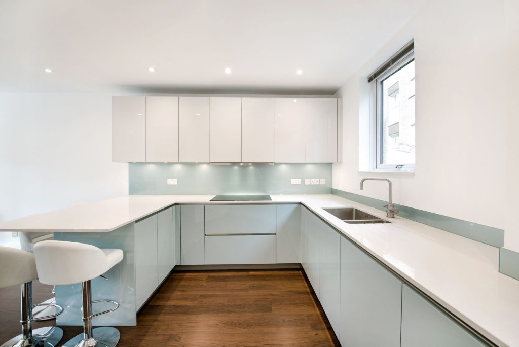 Ocean Blue And White Gloss Kitchen | Jaystone Kitchens, Oldham