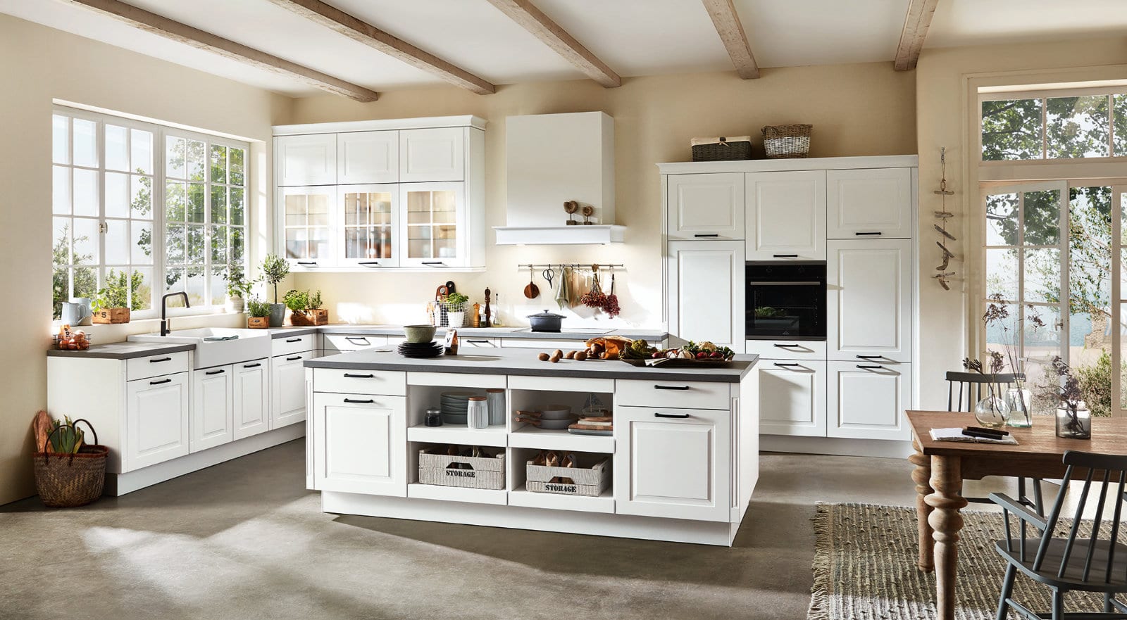 Nobilia Matt White Open Plan Shaker Kitchen With Island 2021 5 | Classique Kitchens, Carlisle