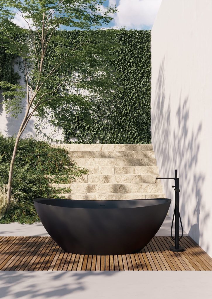 Adamsez Mila Black Freestanding Bath Nigel Fryer | Plumb Point, Plymouth