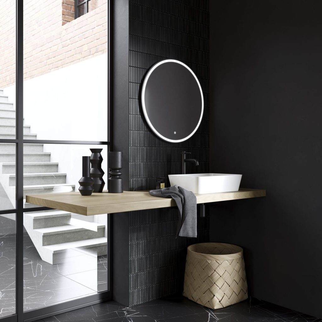Aqualla Fuse Black Led Mirror Nigel Fryer | Plumb Point, Plymouth