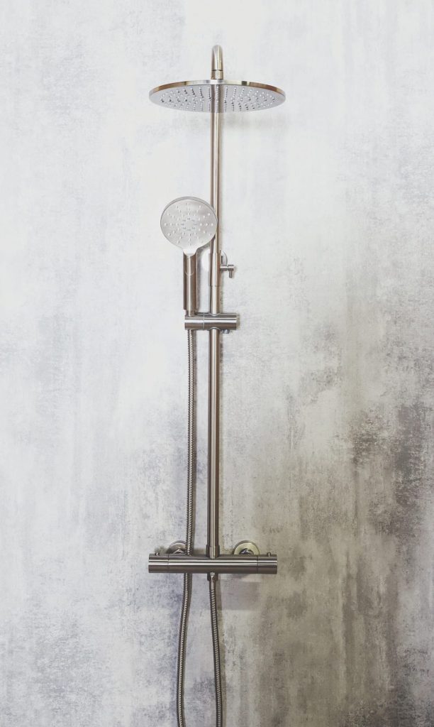 Aqualla Kyloe Drench Brushed Nickel Shower Nigel Fryer | Plumb Point, Plymouth