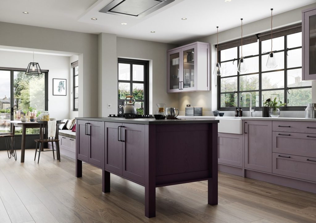 Aldana Deep Heather And Lavendar Grey Shaker Kitchen With Island | Atelier Kuchen, Wimbledon