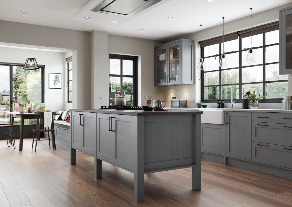 Aldana Dust Grey Shaker Kitchen With Island | Atelier Kuchen, Wimbledon