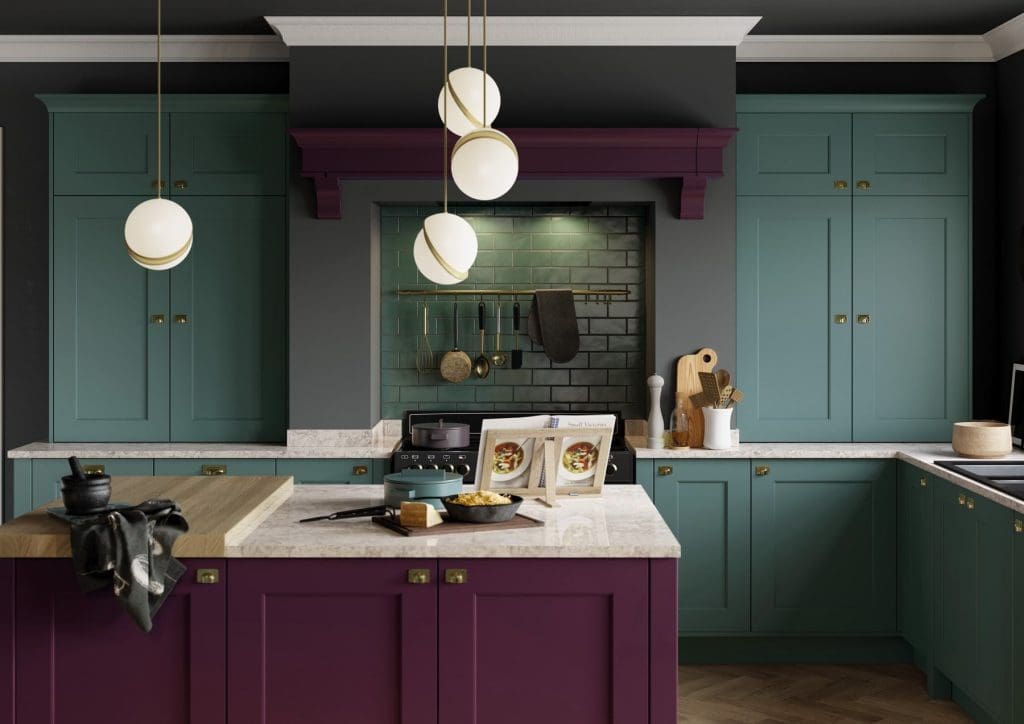 Florence Deep Heather And Viridian Shaker Kitchen | Atelier Kuchen, Wimbledon