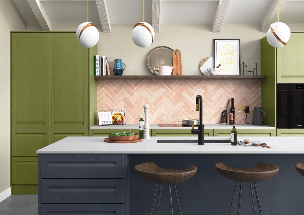 Harborne Slate Blue Stone And Cms Citrus Green Kitchen 1 | Atelier Kuchen, Wimbledon