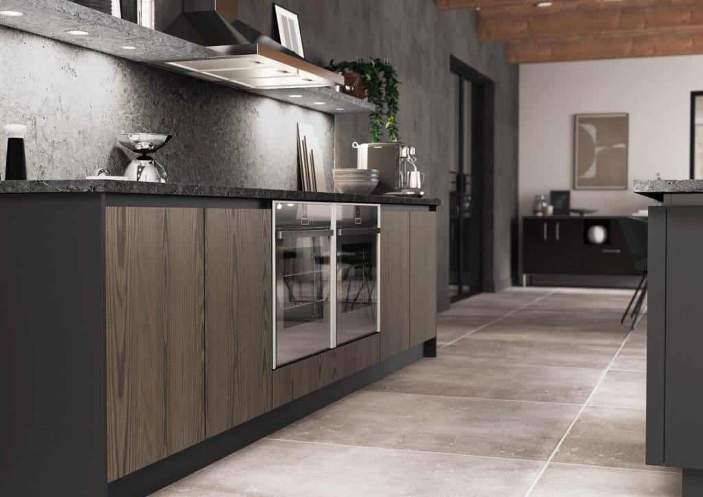 Kelso Truffle Grey And Zola Matte Graphite Handleless Kitchen | Atelier Kuchen, Wimbledon