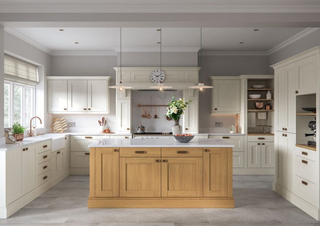 Madison Light Oak And Ivory U Shaped Kitchen With Island | Atelier Kuchen, Wimbledon