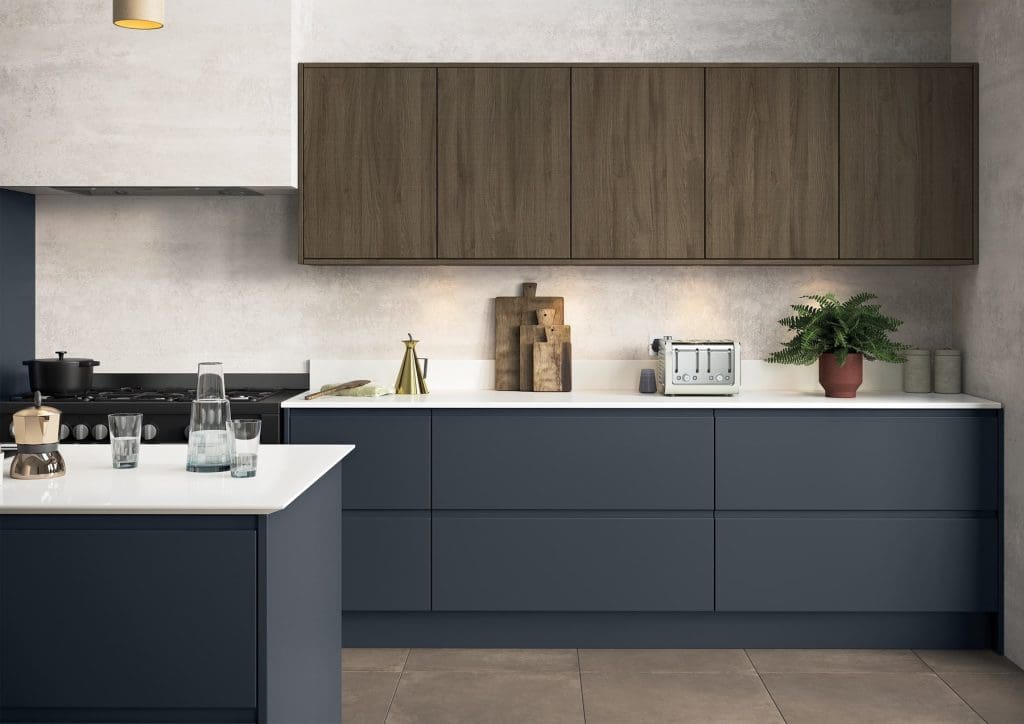 Strada Matte Slate Blue And Rezana Espresso Kitchen | Atelier Kuchen, Wimbledon