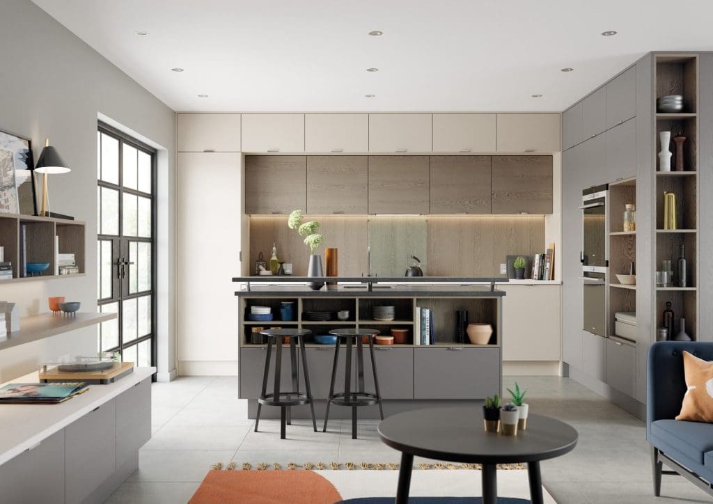 Tavola Shell And Dust Grey Kitchen With Island | Atelier Kuchen, Wimbledon
