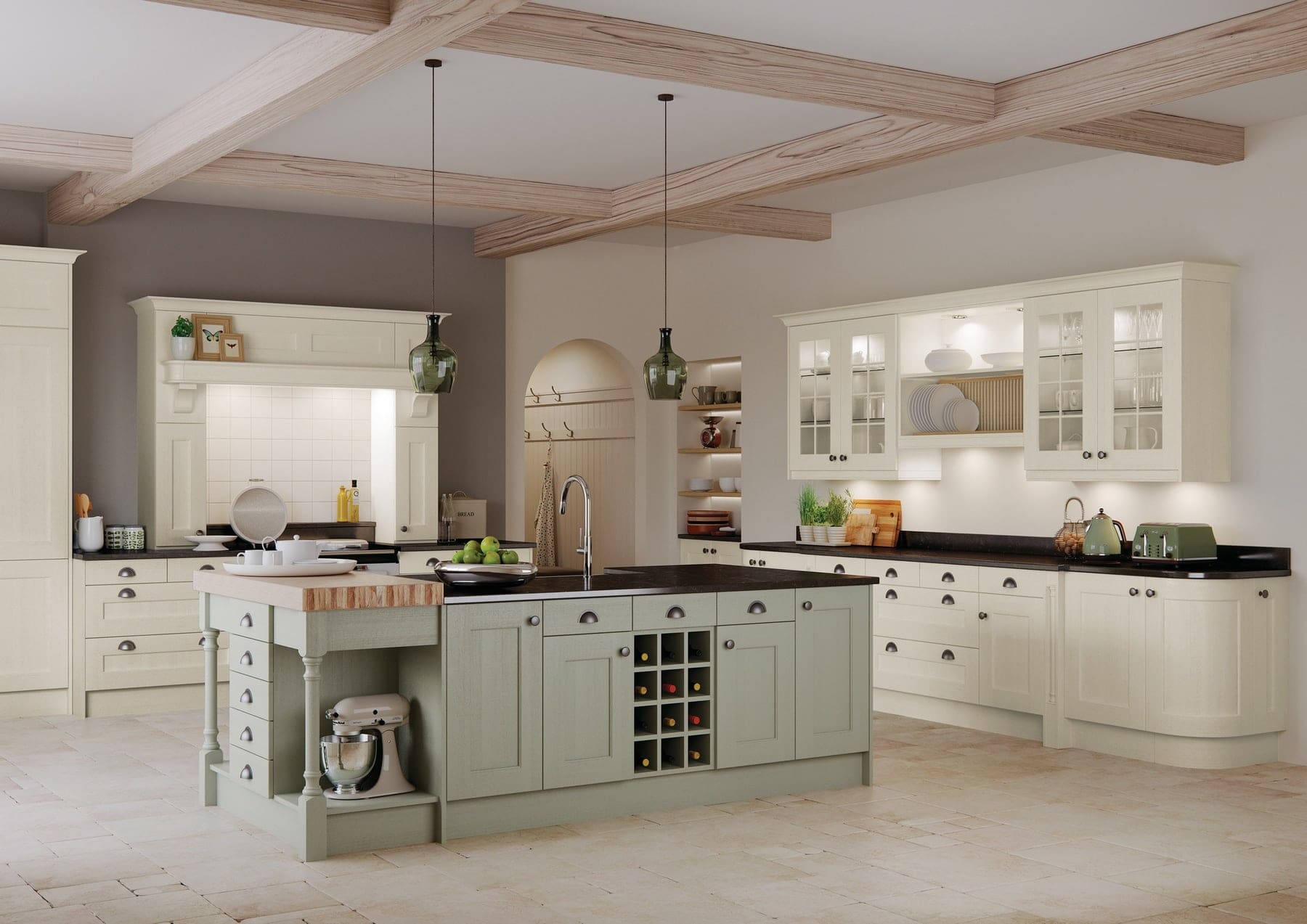 Wakefield Ivory And Sage Green Shaker Kitchen | Atelier Kuchen, Wimbledon