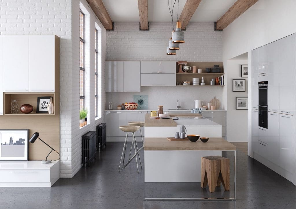 Zola Gloss White And Light Grey Kitchen | Atelier Kuchen, Wimbledon