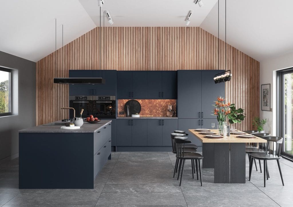 Zola Matte Slate Blue Kitchen 1 | Atelier Kuchen, Wimbledon