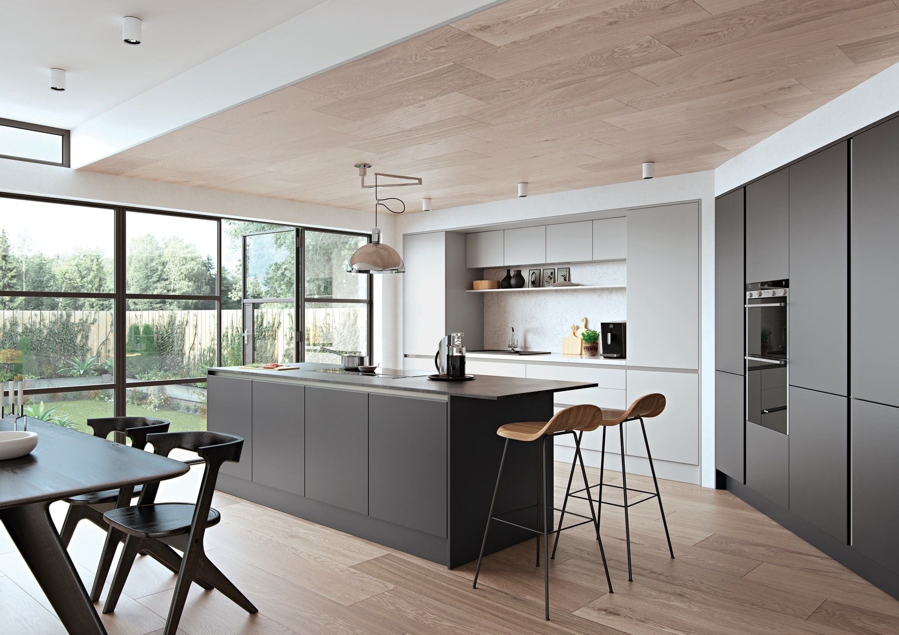Zola Soft Matte Graphite And Light Grey Modern Kitchen | Atelier Kuchen, Wimbledon