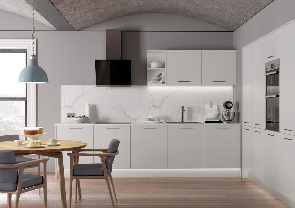 Zola Soft Matte Light Grey L Shaped Kitchen | Atelier Kuchen, Wimbledon