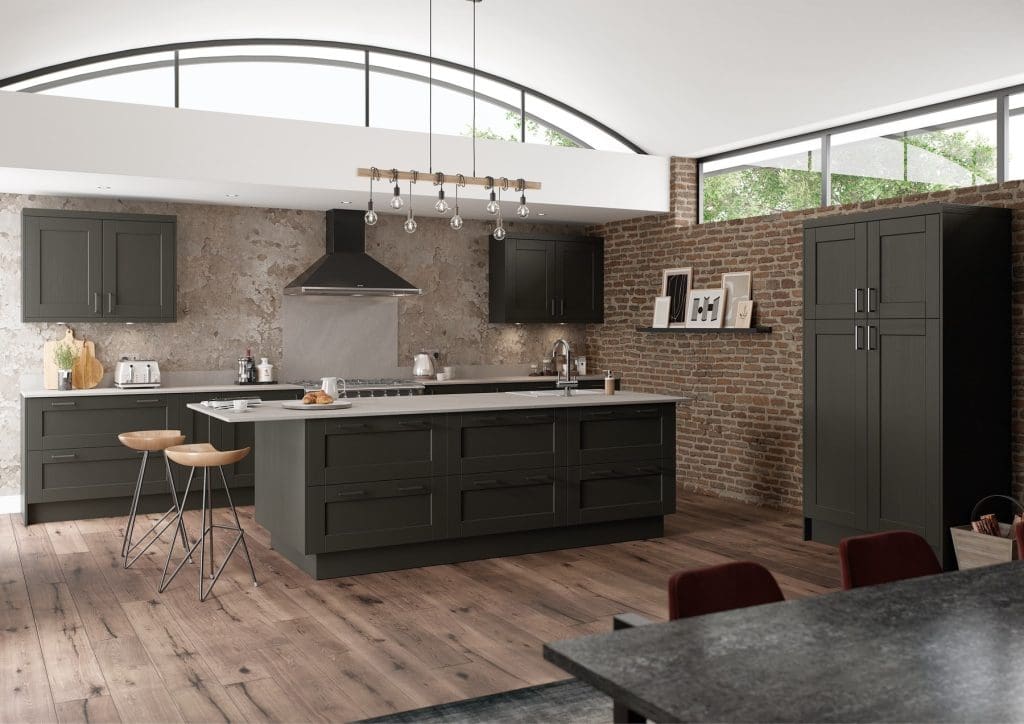 Kensington Graphite Shaker Kitchen With Island 1 | Atelier Kuchen, Wimbledon