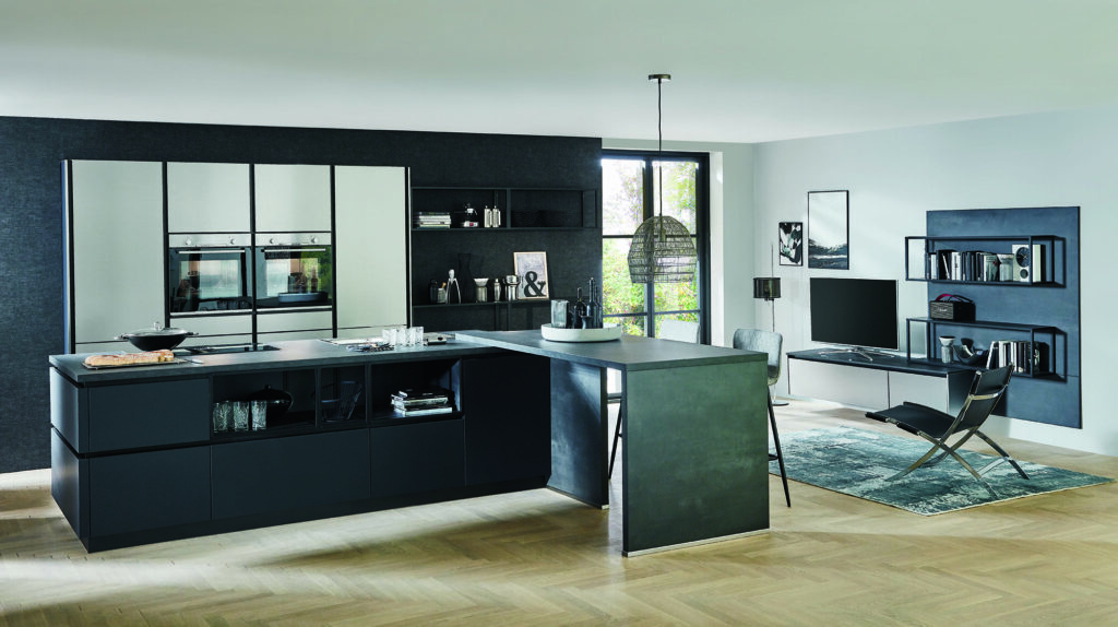 Nobilia Black Matt Metallic Handleless Kitchen With Island 2021 | Joshua Donald Kitchens, Dunstable