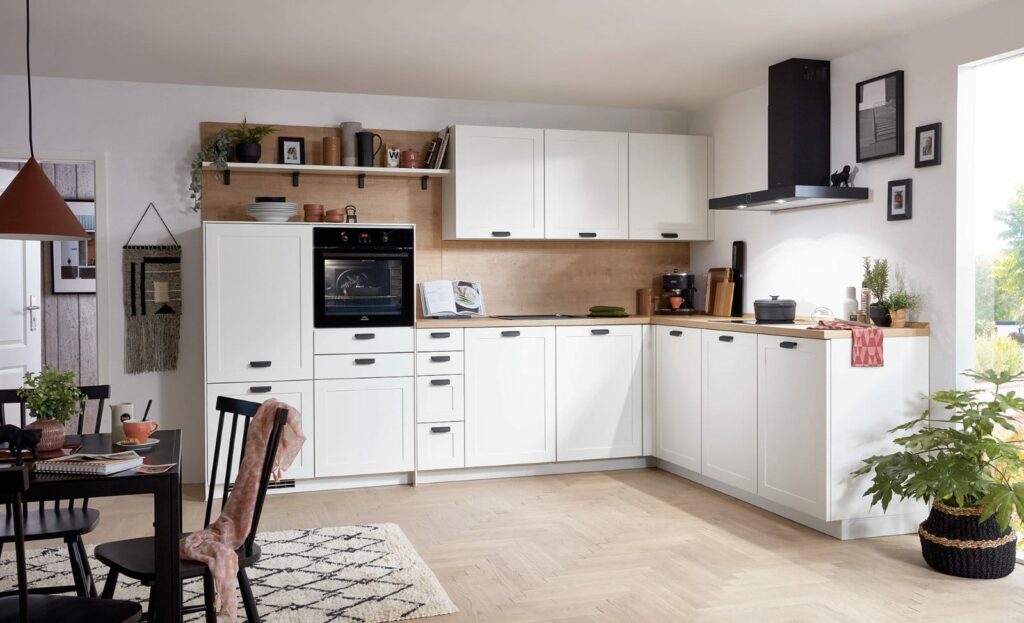 Nobilia Matt White Wood Shaker L Shaped Kitchen 2021 | Joshua Donald Kitchens, Dunstable