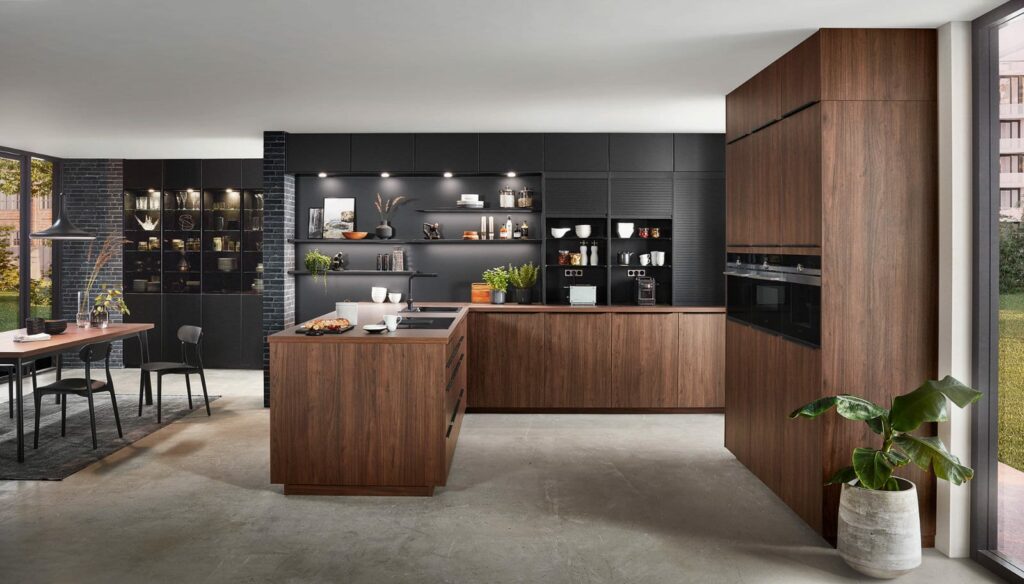 Nobilia Modern Dark Wood U Shaped Kitchen 2021 | Joshua Donald Kitchens, Dunstable