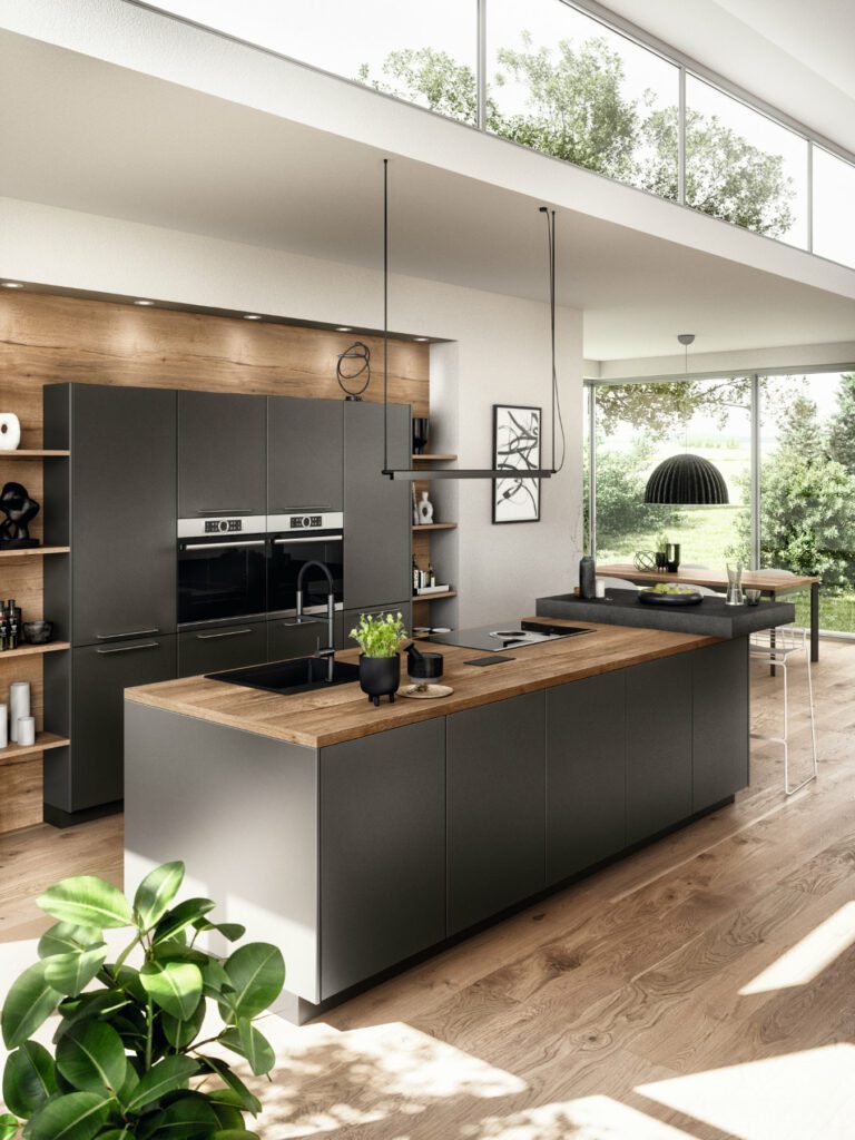 Nobilia Charcoal Matt Open Plan Kitchen | Joshua Donald Kitchens, Dunstable