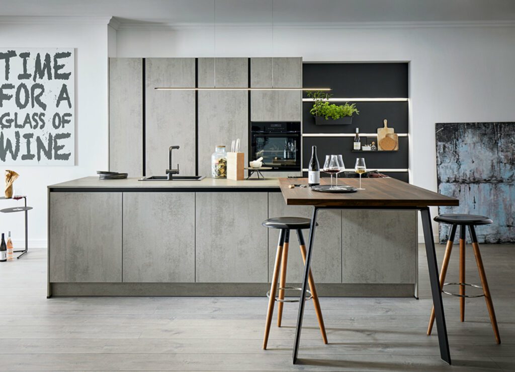 Schuller Concrete Modern Kitchen With Island | Joshua Donald Kitchens, Dunstable