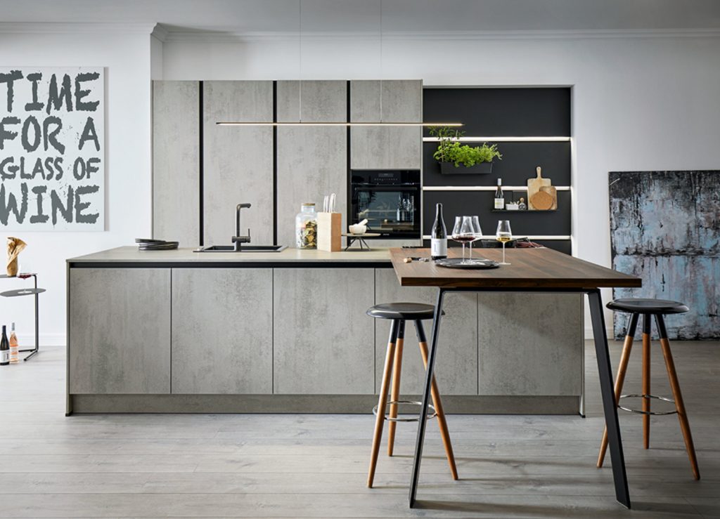 Schuller Concrete Modern Kitchen With Island 1 | Joshua Donald Kitchens, Dunstable